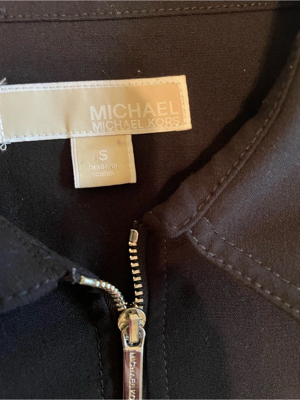 Michael Kors Black Zip-Front Utility Midi Dress